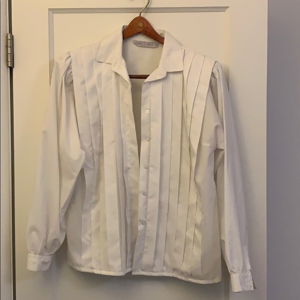 White pleated blouse